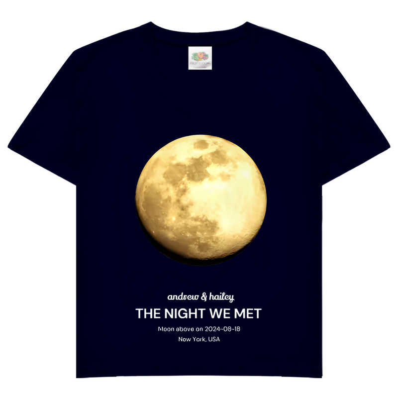 Damen Basic V-Neck T-Shirt Moon