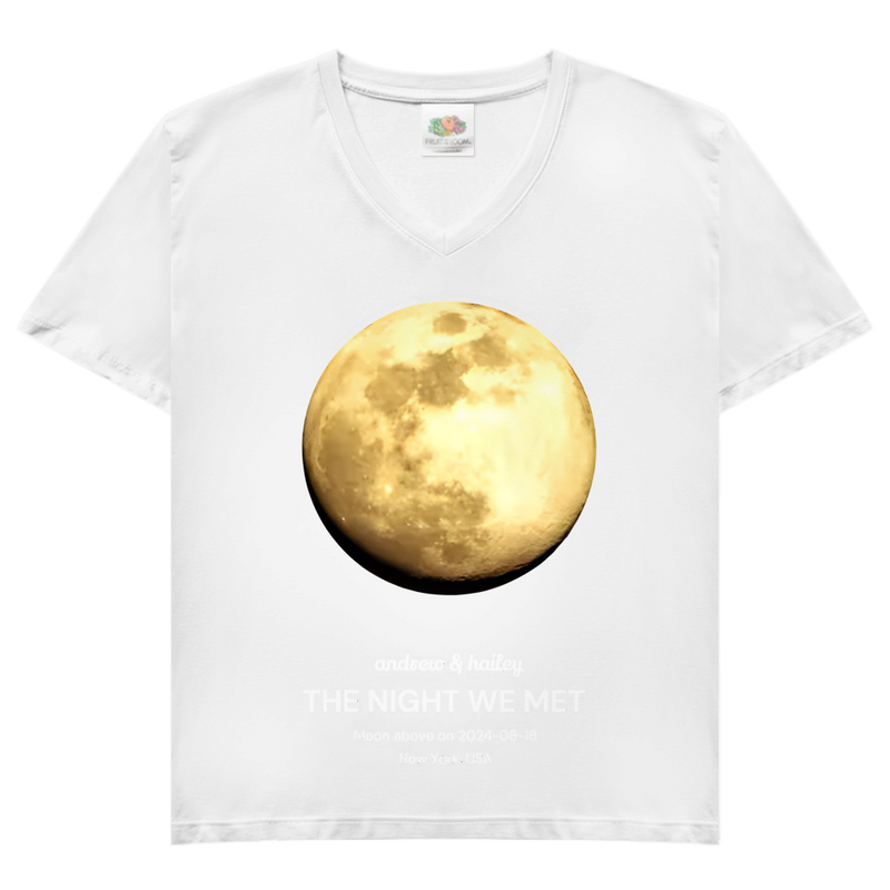 Damen Basic V-Neck T-Shirt Moon