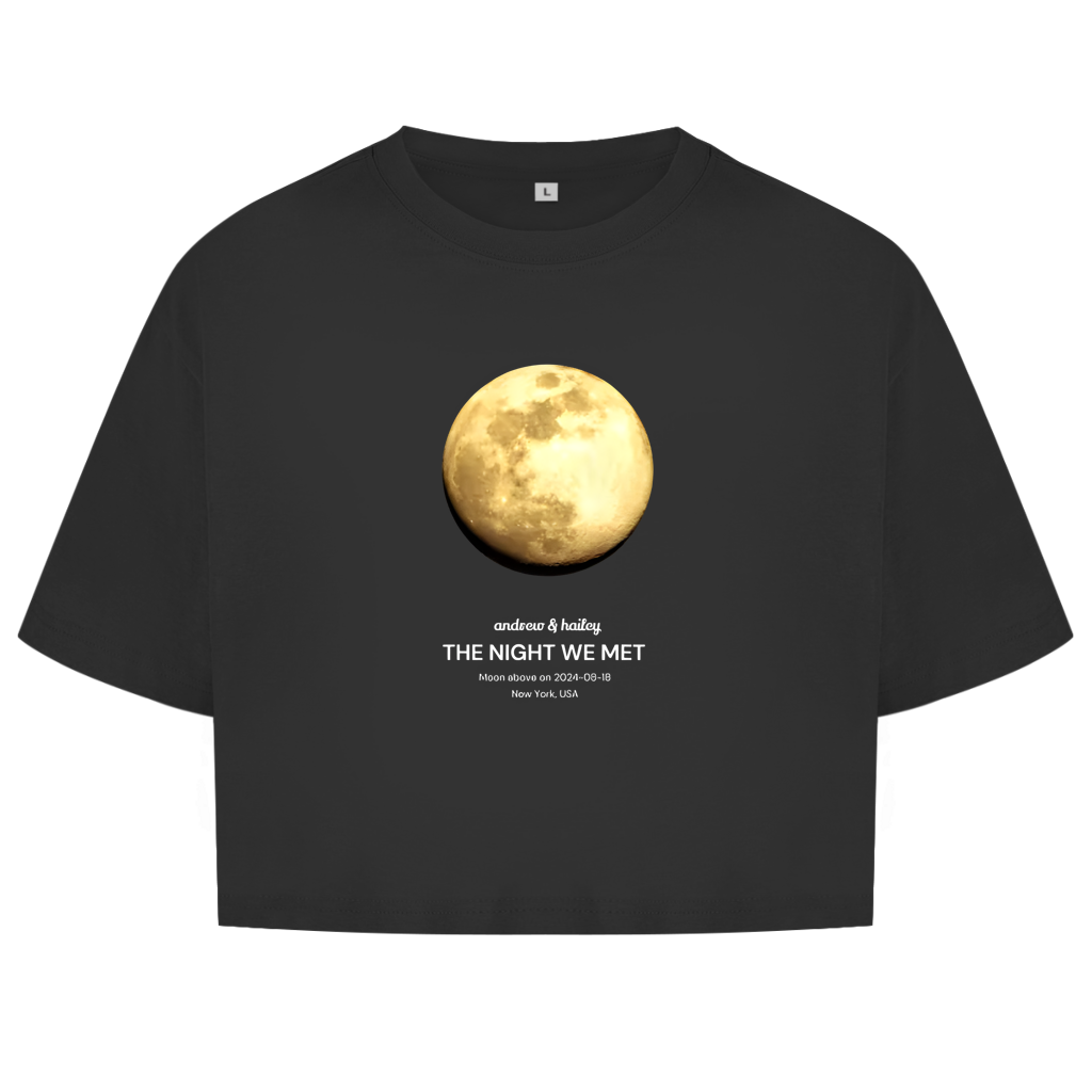 Damen Oversize Crop Top Moon